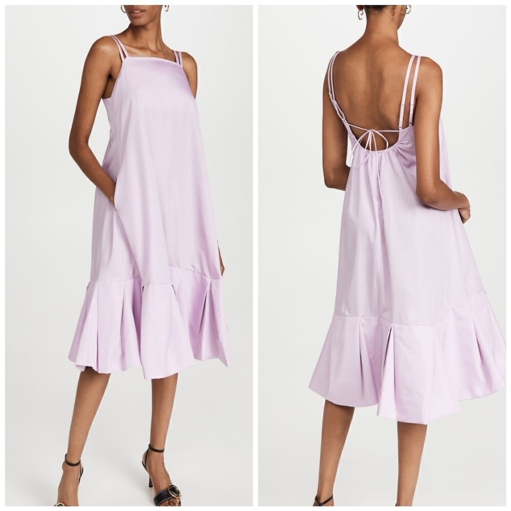 3.1 Phillip Lim Lavender Strappy A-line Bubble Hem Midi Taffeta Dress NWT